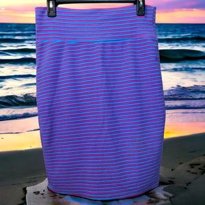 LuLaRoe Cassie Pencil Skirt Size Medium pink & blue NWOT